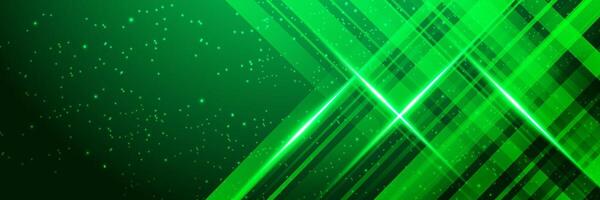 Abstract green geometric diagonal technology background with glowing neon lights, stars, modern for banner, presentation, web, cover, vector