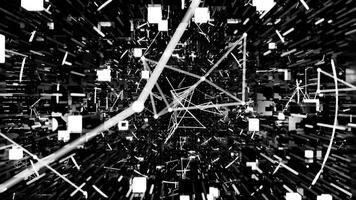 A geometric luminous sphere surrounded by platforms and lights in an abstract technological environment. loop seamless synchronized at 120 bmp video