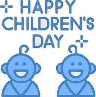 Childrens Day Handcrafted Line Element vector