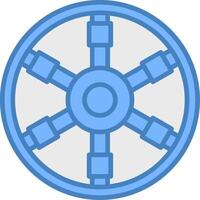 Ship Wheel Neon Badge Element vector