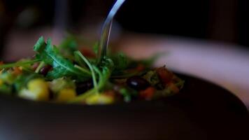 Summer squash frittata with goat cheese and arugula delicious healthy diet food on a light background, top view video