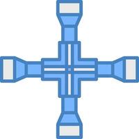 Cross Wrench Color Block Symbol vector