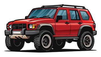 Red off-road vehicle left view white background illustration vector