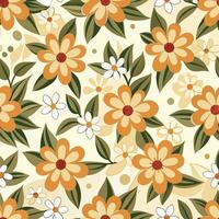 Seamless pattern of flowers in square frame. vector