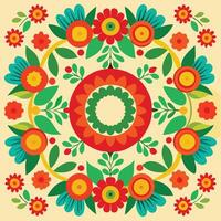 Red flowers seamless pattern swirling in circles vector