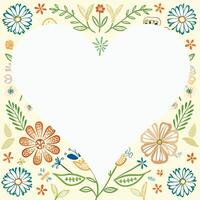 a heart shaped frame with flowers and leaves for decorating photos. vector