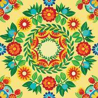 Seamless pattern of flowers swirling in circles. vector