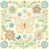 Seamless Floral Wallpaper Elements floral pattern with butterfly vector