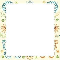 a colorful flower border with a square frame vector