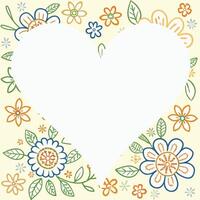 a heart shaped frame with flowers and leaves vector