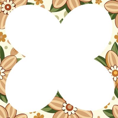 Photo frame with a circle in the center flower frame with a white square in the center
