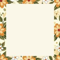 Photo frame square frame with flowers and leaves on it vector