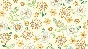 Seamless Floral Wallpaper Elements a pattern with flowers on a yellow background vector