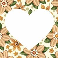 Photo frame heart shaped frame with flowers and leaves vector