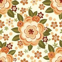 Wild flowers seamless pattern in square frame on cream background. vector
