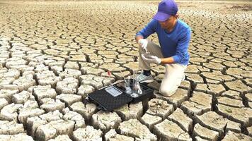 scientist analyzing an water and soil to find solutions of soil deterioration problems video