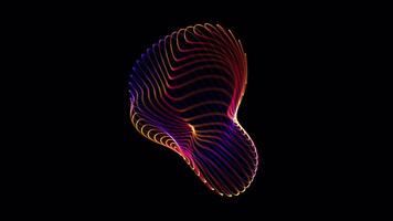 Abstract colored sphere made of lines. 3d animation of surreal mystic alien ball sphere wavy lines. translucent material with laser plasma lines around in rainbow color. digital ball core video