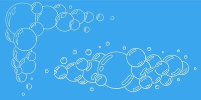 Doodle bubbles outline set. Soap water bubbles with glossy light reflections. Minimal cartoon style clean elements for bath, kids care, shampoo label, or air freshener packaging. vector