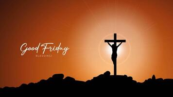 Good Friday Solemn Animation - Cross, Sunset, Blessings Message, 4K video