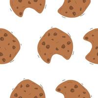 Chocolate chip cookie seamless pattern vector