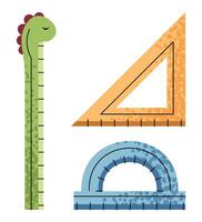 Kids Rulers Set in Flat Style. Straight, Triangle and Protractor on White Background. Measuring Tools for Geometry Class, Math Lessons and Homework. Ideal for School Supplies and Educational Materials vector