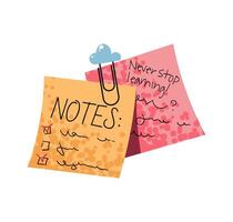 Sticky Note with Motivational Quote and Paperclip in Flat Style on White Background. Inspirational Office and School Memo for Bulletin Boards, Planners, Social Media. Ideal for Productivity Content. vector
