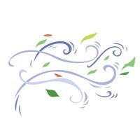 Wind blowing with green and brown leaves illustration isolated on white background. vector