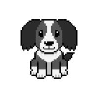 Pixel art a dog retro style for design. vector