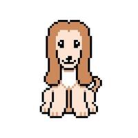 Pixel art a cute afghan hound dog in retro style vector