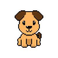 Pixel art a smiling dog in retro style vector