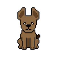 Pixel art a cute brown dog in retro style vector