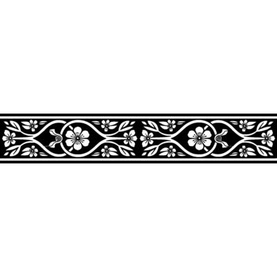 Elegant Floral Border, Detailed Black and White