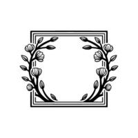 Elegant Floral Frame, Vintage Botanical, Illustration vector