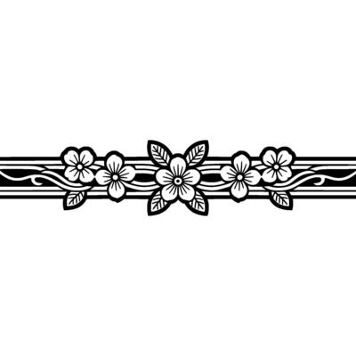 Elegant Floral Border, Vintage Style, Decorative Element - Linework