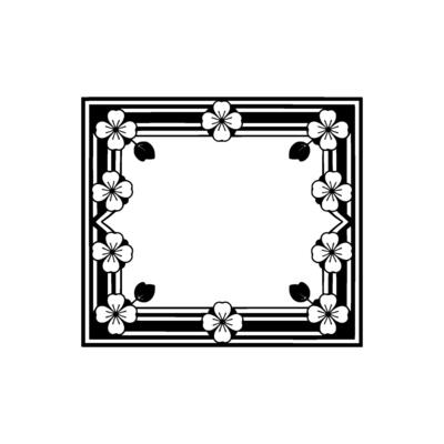 Geometric Blossom Frame, Minimalist Japanese, Floral