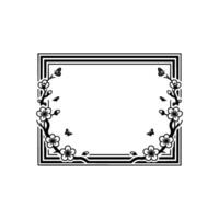 Elegant Floral Frame, Japanese Inspired, Cherry vector