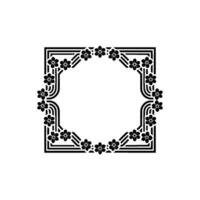 Elegant Floral Square Frame, Japanese Inspired, Decorative vector