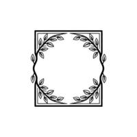 Elegant Botanical Square Frame, Vintage Style, Leaves vector