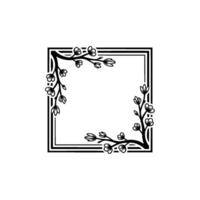 Elegant Floral Square Frame, Minimalist, Branch vector