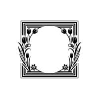 Art Deco Floral Frame, Elegant Botanical vector