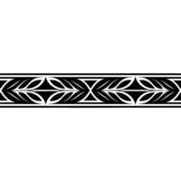 Geometric Leaf Border, Stylized Black and White vector