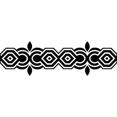 Geometric Border, Art Deco Pattern, Black and White