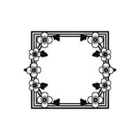 Elegant Floral Square Frame, Japanese Inspired, Geometric vector