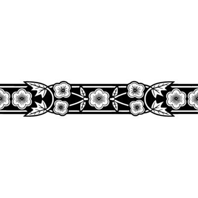 Elegant Japanese Blossom Border, Vintage, Pattern