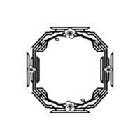 Elegant Floral Octagon Frame, Art Deco Style vector