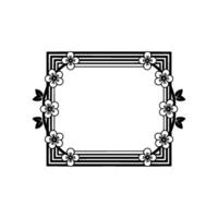 Geometric Floral Frame, Art Deco Style, Outline vector