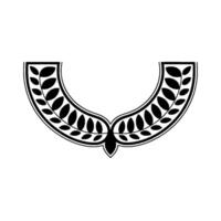Stylized Laurel Wreath Emblem, Minimalist, Circular vector