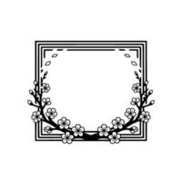 Elegant Floral Square Frame, Minimalist - Branch vector