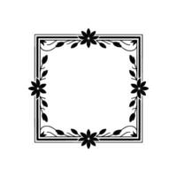 Elegant Floral Square Frame, Vintage, Outline vector