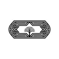 Geometric Tree Emblem, Minimalist , Organic Growth vector